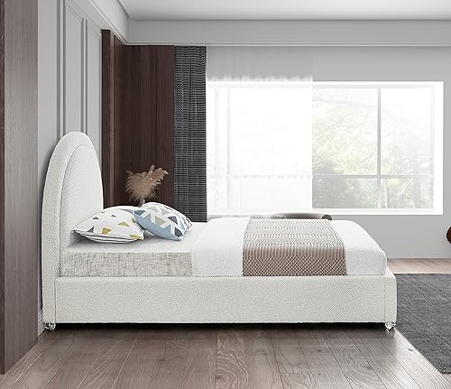Miniatura 6 de Meridian Furniture Milo Collection Modern  Tapizado de tela de boucle contemporánea con cabezas de clavo y tapa de latón en las piernas, individual,