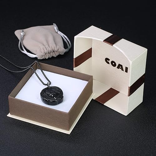 Miniatura 7 de COAI Collar con colgante de piedra de obsidiana Raven para hombres y mujeres