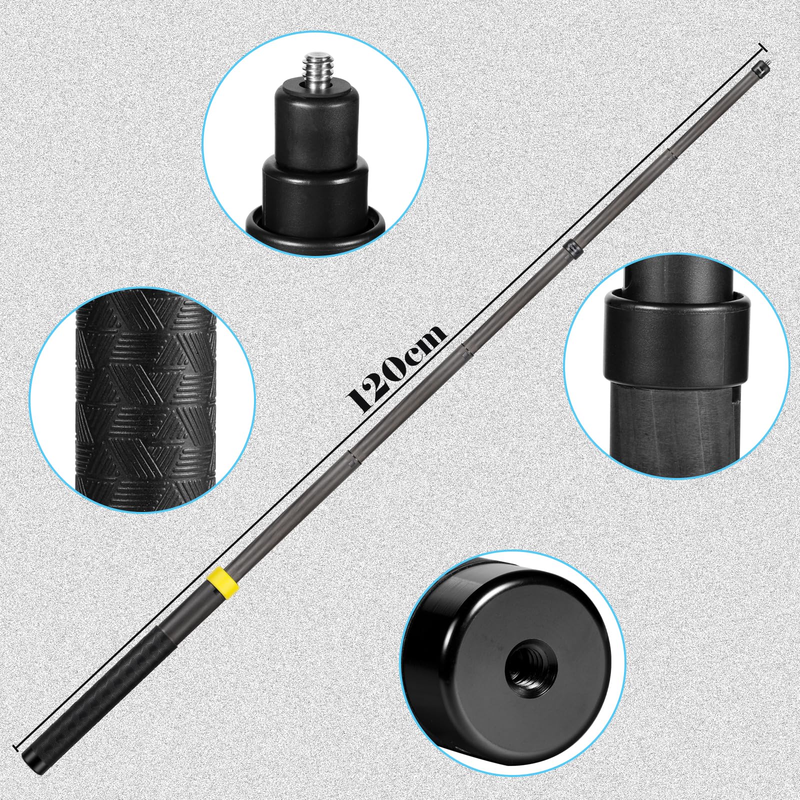 Selfie-Stick Aus Kohlefaser – 26 Cm Bis 1,2 M, Für Insta360 & GoPro, Leicht & Robust