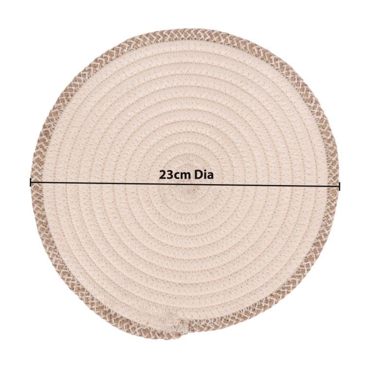 Image of DENOVA Cotton Rope Trivet for Hot Pots and Pans (Cream & Natural Mixed line (Pack of 2)