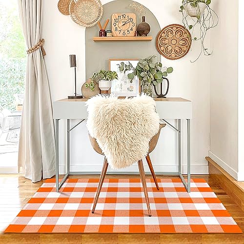 Vista 213 de KILOCOCO Alfombra de rayas beige de 2.3 x 3.6 pies para interiores y exteriores, alfombra tejida a mano de algodón lavable a rayas para puerta Rayas