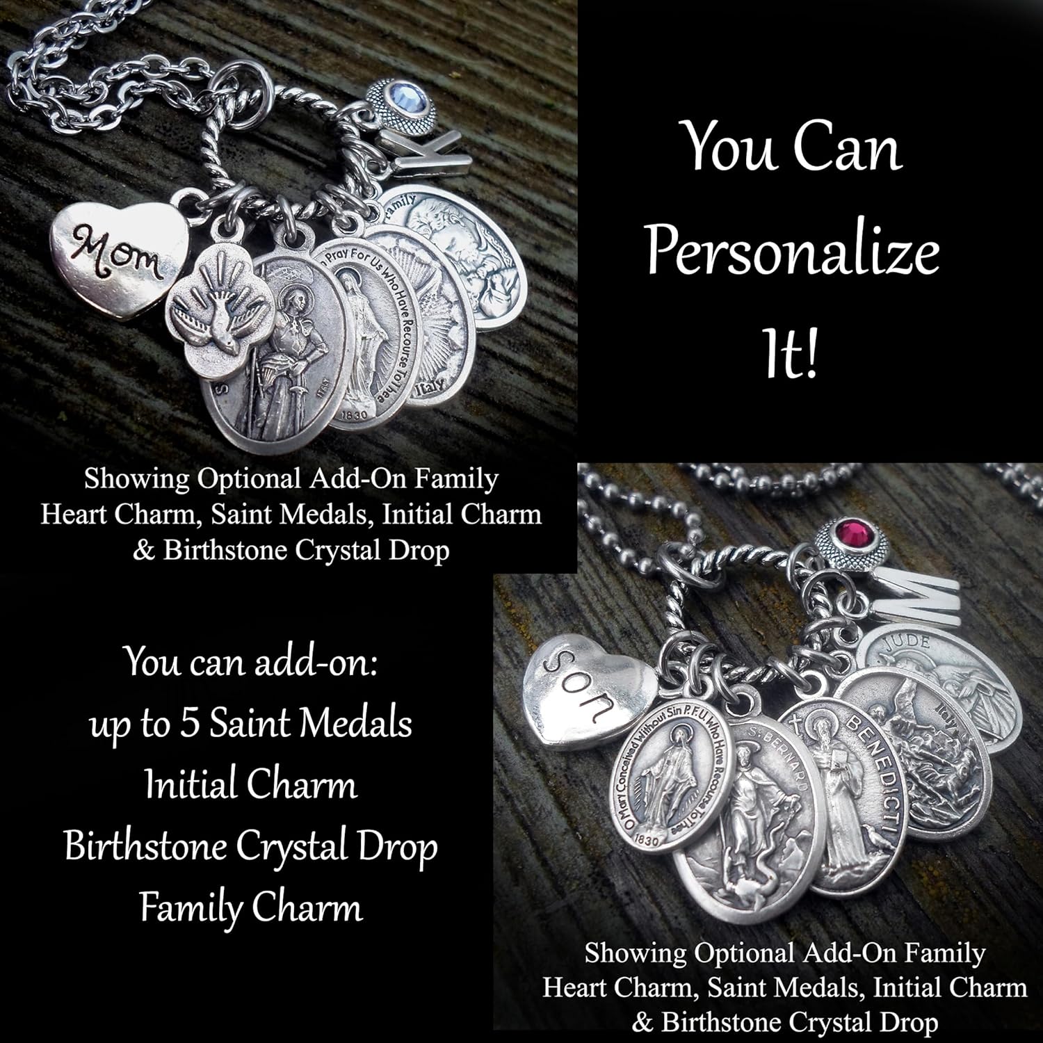 St. Fiacre Necklace, Keychain or Clip, Patron Saint of Gardeners, Horticulturists, Customize with Initial, Birthstone Crystal - Image 8