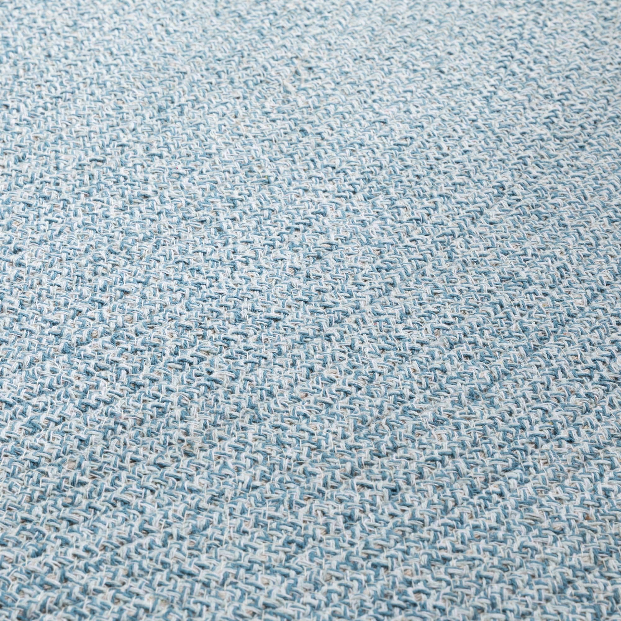 Steffensmeier Handweb Teppich Bali | 100% Baumwolle, Hellblau meliert, handgefertigt, Größe: Ø 120 cm | Flur, Eingangsbereich, Wohnzimmer