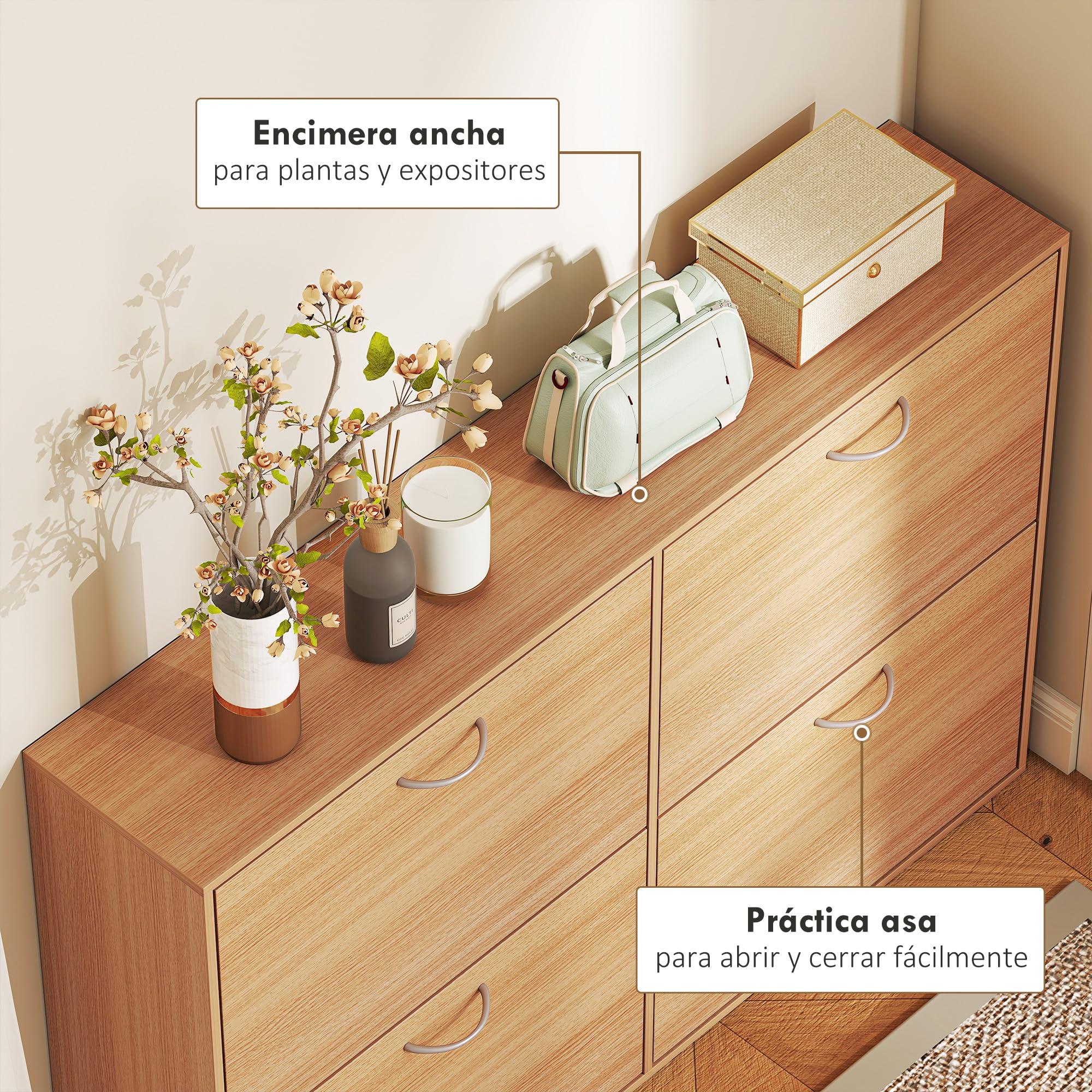 HOMCOM Zapatero Estrecho 4 Puertas, Zapatero Entrada Recibidor con Estantes Ajustables, para 16-24 Pares de Zapatos, para Pasillo, Espacios Reducidos, 120x24x81 cm, Natural
