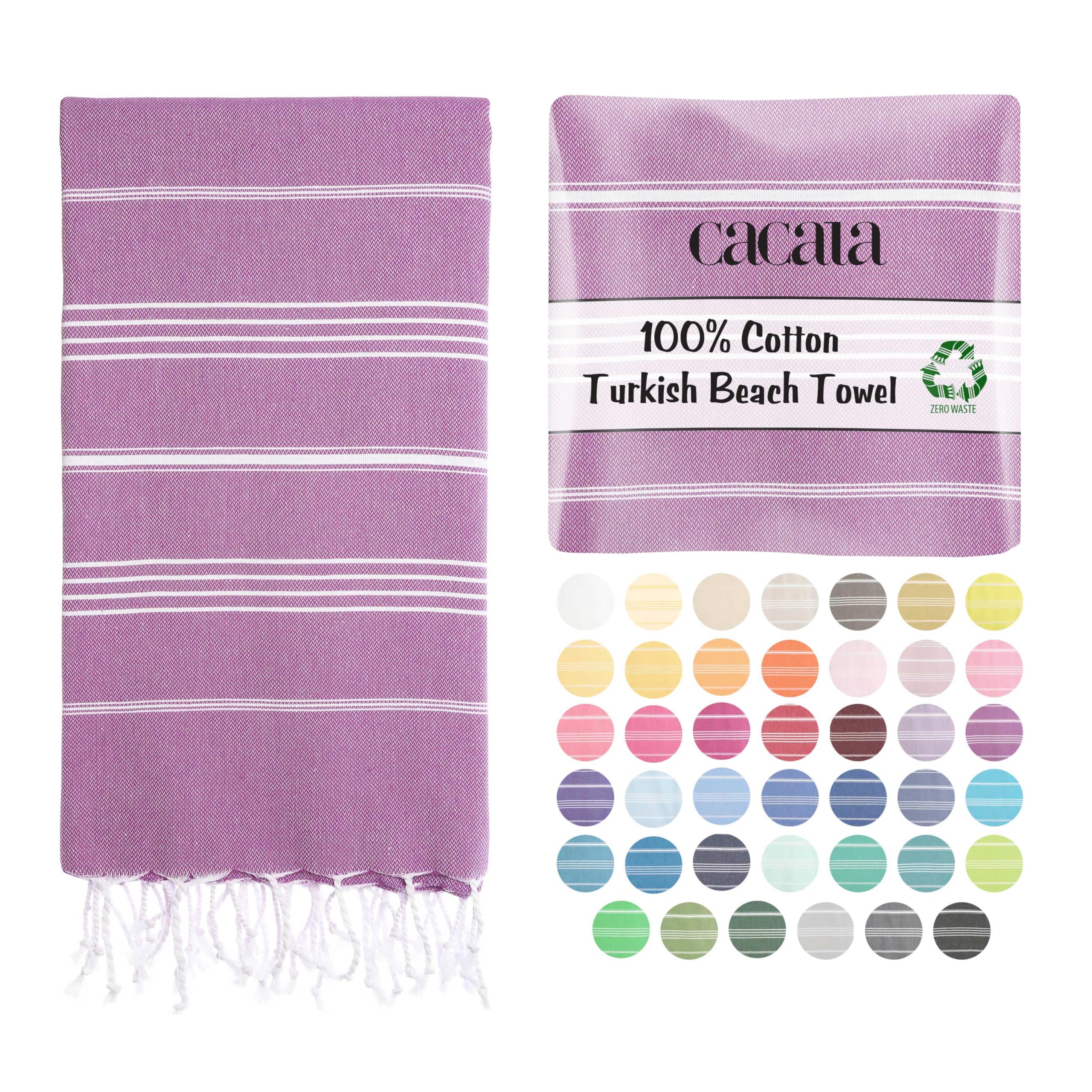 Cacala Lightweight and Thin Turkish Beach Towel 100% Cotton Sand-Free and Quick-Drying Goodness Perfect as an Extra Large Travel Towel, Beach