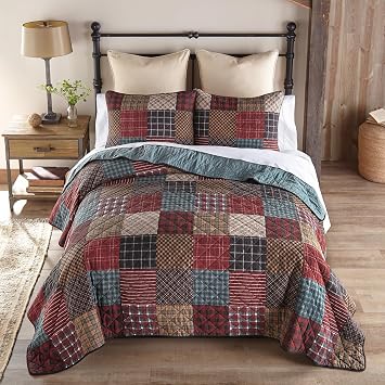 Donna Sharp Cotton Appalachia Plaid King Size Quilt Set, 110" x 90"