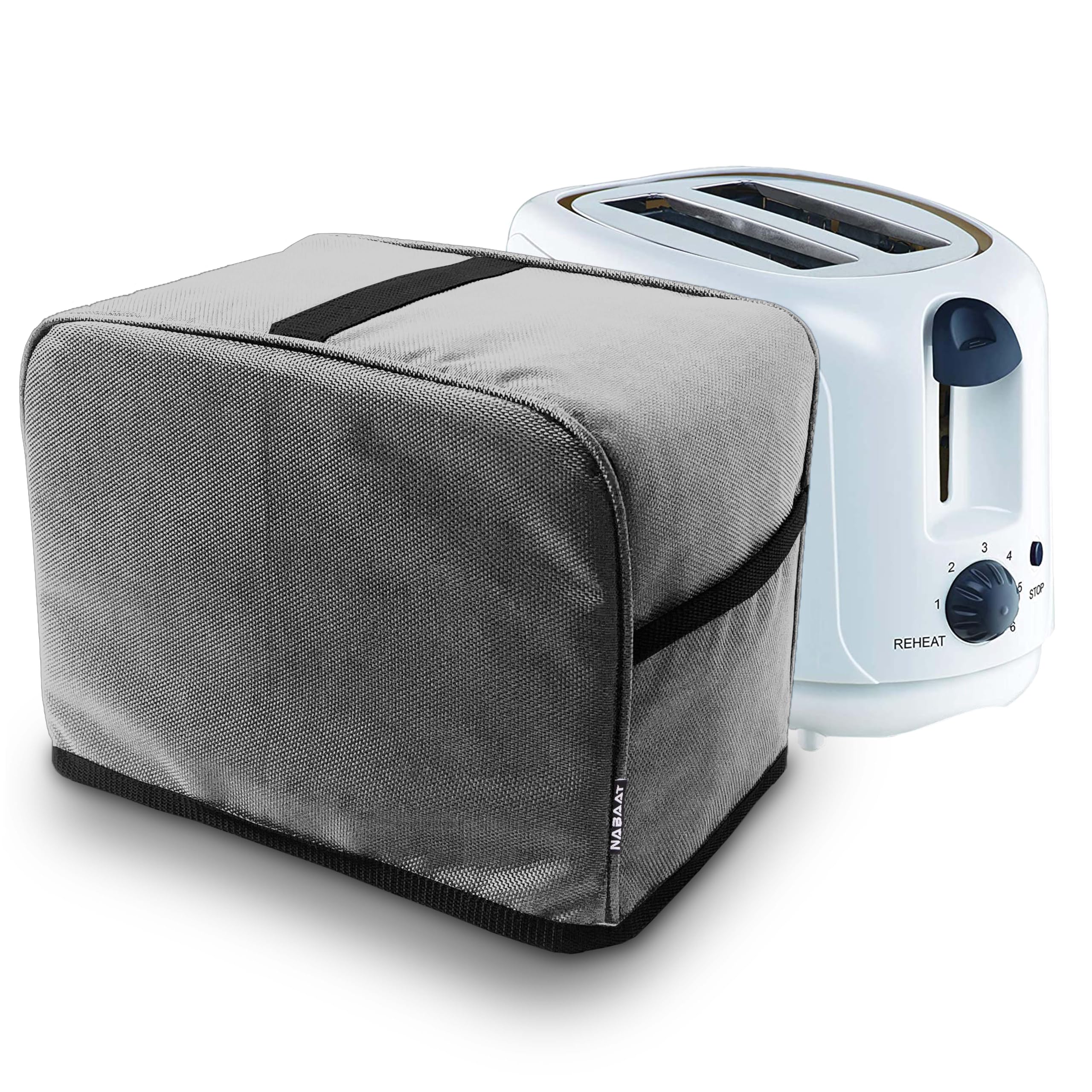Dust Proof Water Proof Washable Cover for 2 Slice Toaster Pop up Kitchen with Pockets Standard Size, Light Grey (11”x 6.5”x 8”)