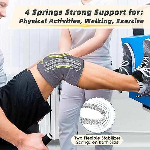 Miniatura 4 de ihuan Rodillera ajustable con estabilizador lateral y almohadillas de gel para rótula, máximo apoyo para el dolor de rodilla y recuperación rápida