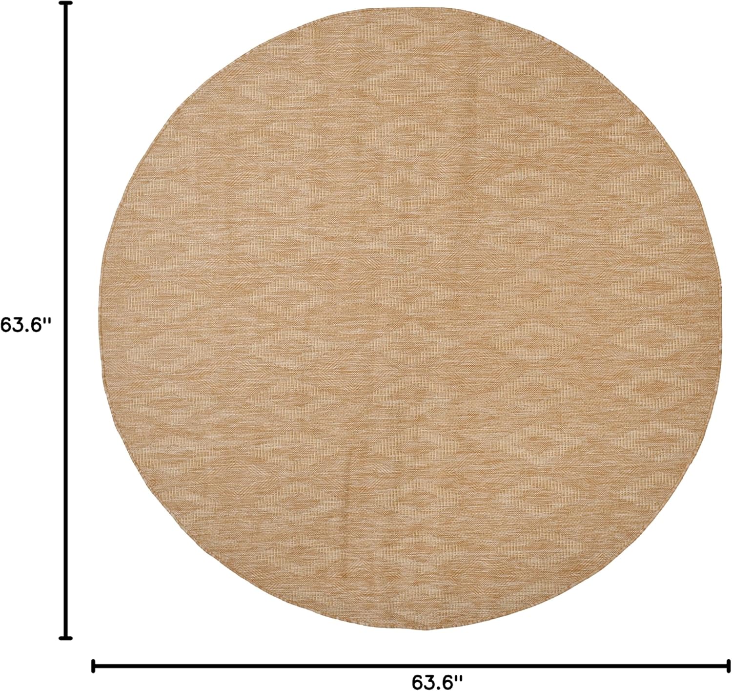 SAFAVIEH Washable Rug Outdoor Courtyard Collection - 5'3" Round, Natural & Natural, Non-Shedding & Easy Cleaning, Ideal for Patio, Backyard, Mudroom (CY8522-03011)