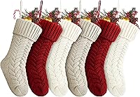 Vista 24 de Fesciory Medias de Navidad de 18 Pulgadas a Granel, Paquete de 5 Medias Grandes de Punto Cable para Colgar en Chimenea para Decoraciones Familiares