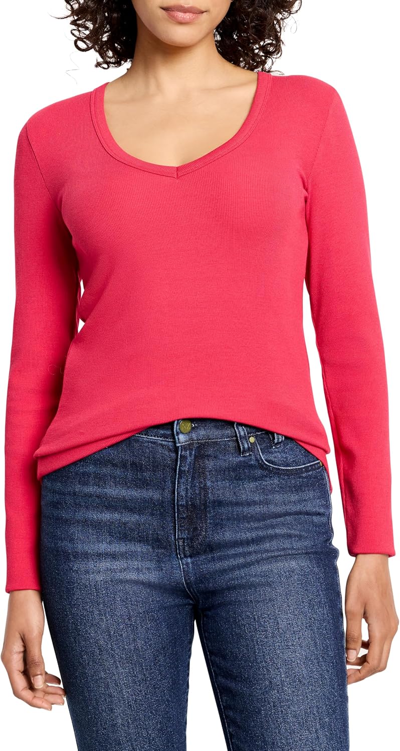 NIC+ZOE Women's Perfect Knit Rib Ls V Neck