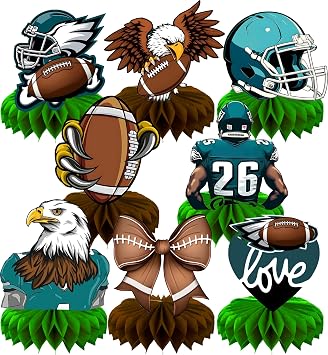 8Pcs L-Y For Eagle Football Honeycomb Table Centerpiece,Birthday Party Supplies Table Decorations for Football Party Decorations.