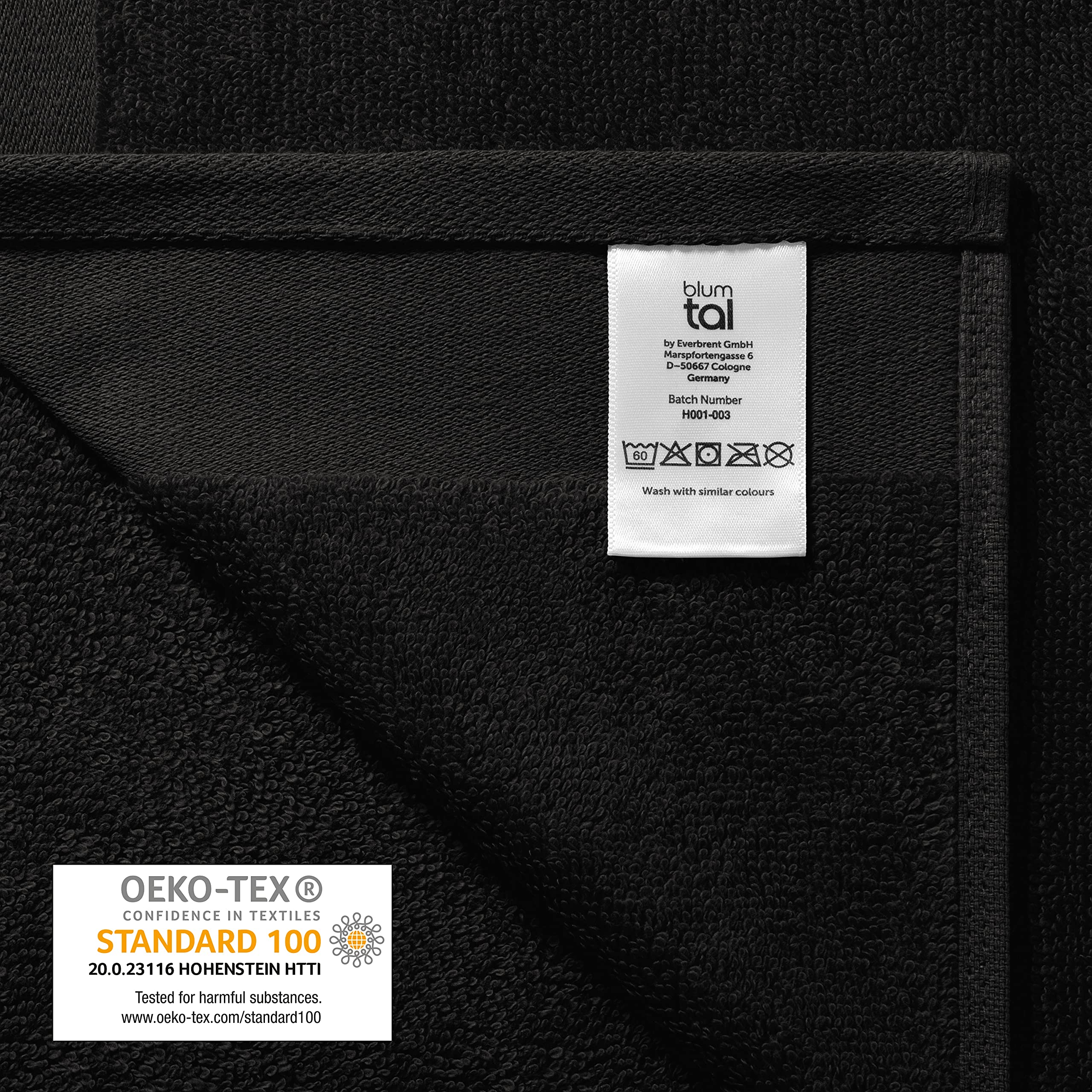 Blumtal Premium zestaw ręczników frotte z pętlą do zawieszania - bawełna certyfikowana Oeko-TEX, miękkie, chłonne - 2x ręcznik do sauny (80x200 cm), czarny