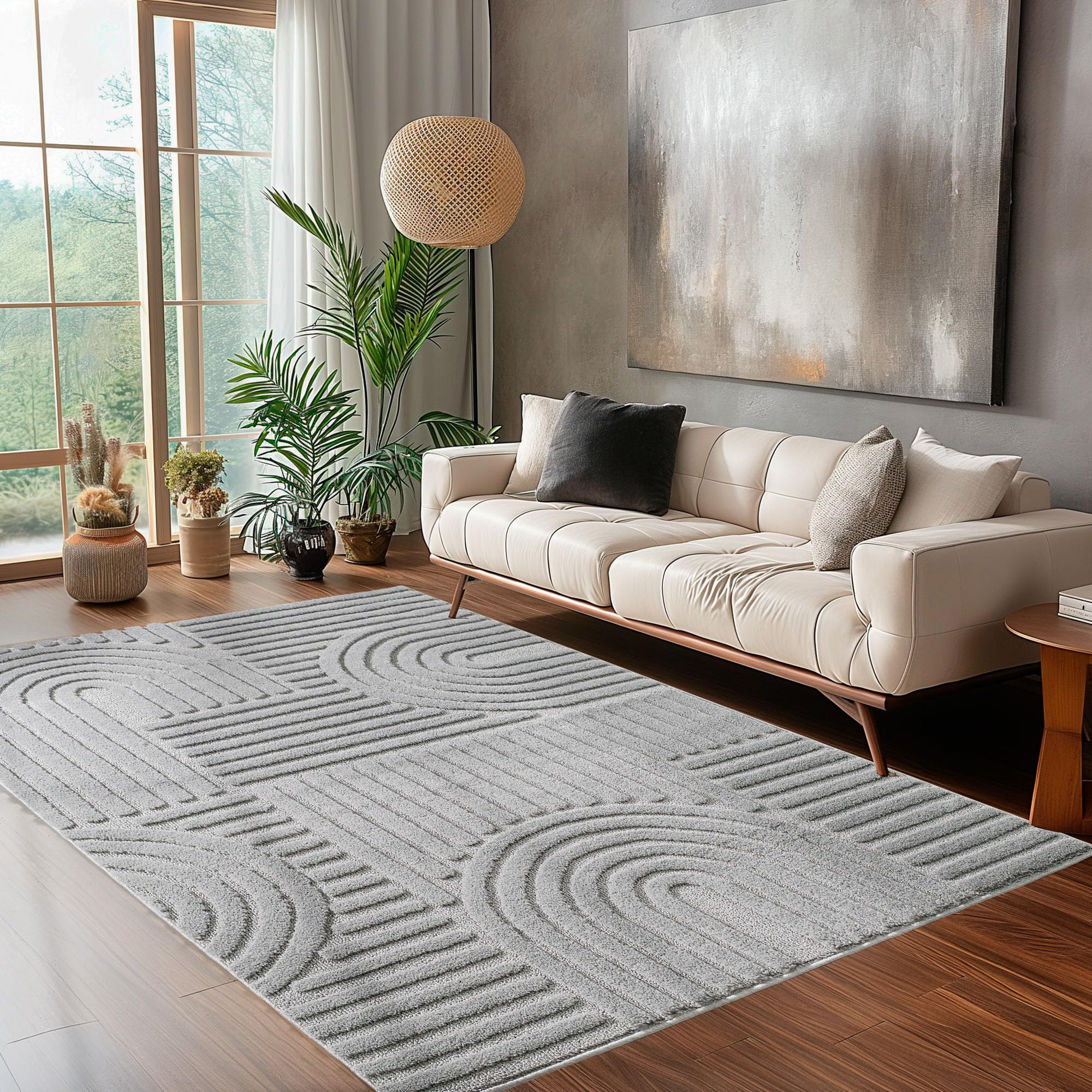 Carpettex Wohnzimmer Teppich Hochflor Skandi Boho Design Hoch-Tief Effekt Weicher Shaggy Langflor Flauschig