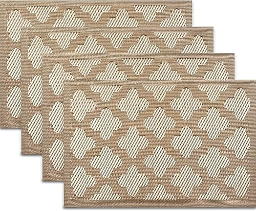 Miniatura 40 de Juego de 8 manteles individuales de hojas, antideslizantes, resistentes al calor, de 18 x 12 pulgadas, de vinilo, lavables, para cocina, interiores