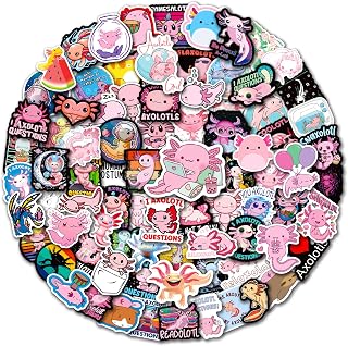 100 PCS Axolotl Stickers for Water Bottles,Cute Vinyl Waterproof Laptop Skateboard Stickers Aesthetic Computer Hydroflask Phone Stickers for Kids Teens Girls