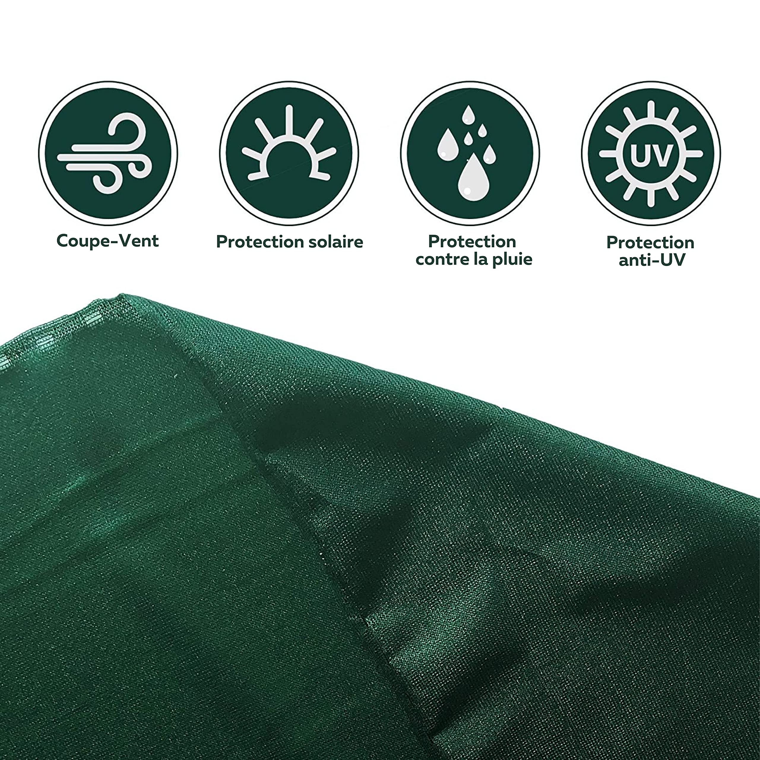 Brise-vue - Tapis ombragé - Protection contre le vent - Avec attache-câbles - Différentes tailles 1,2 x 25 m vert foncé