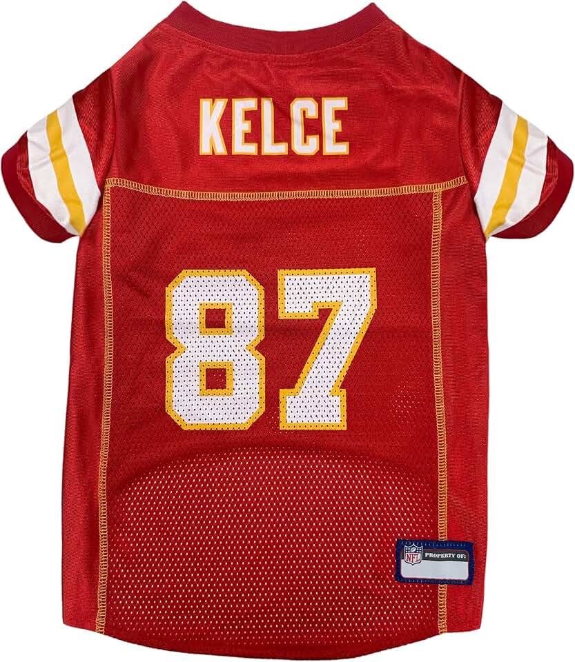 Pets First NFLPA Travis Kelce PET Jersey, NFL Dog Shirt, Size Medium, Kansas City Chiefs Mesh Jersey for Dogs
