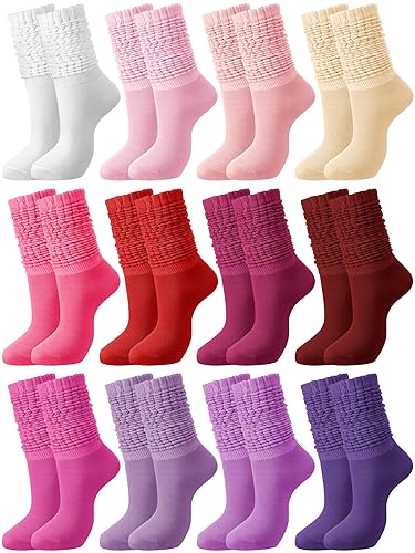 12 Pairs Slouch Socks for Woman Fuzzy Warm Scrunch Boot