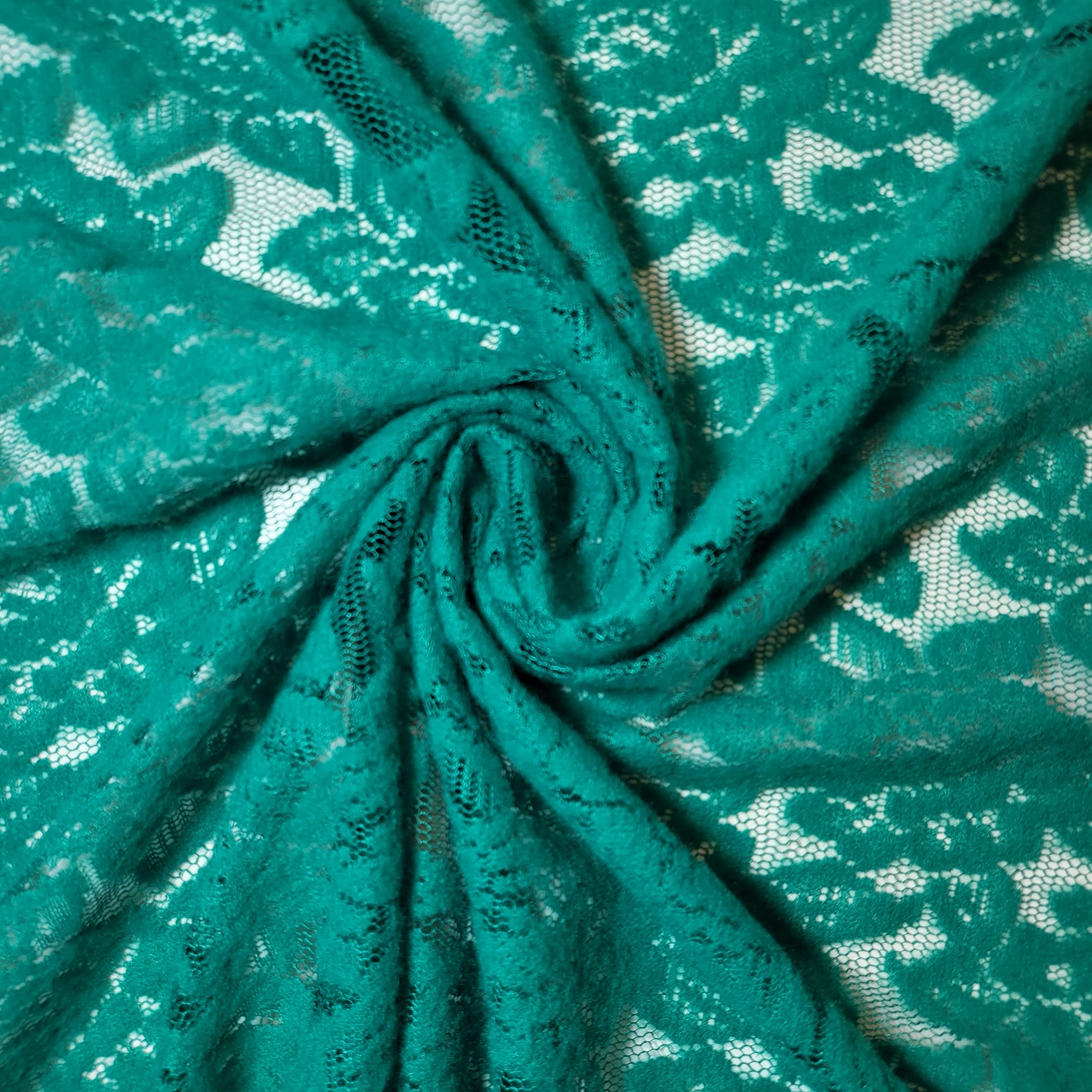 African Vintage Embroidery Bridal Nigerian French Embroidery Corded Budget Guipure Lace Mesh Net Fabric 54" Corded Budget Guipure Lace Mesh Net Fabric 54" (2 METER, Jade Wool Floral) โ image 1