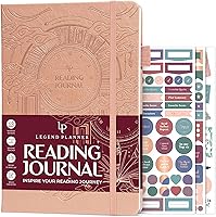 Legend Reading Journal Rose Gold - 180-Page Book Tracker Log for Book Lovers, Adults & Kids - Vegan Leather Reading Organizer & Gift