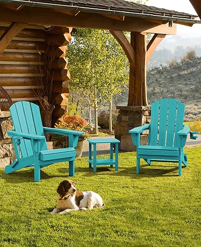 Miniatura 7 de SERWALL Aruba - Juego de 2 sillas plegables Adirondack ajustables con 3 posiciones reclinables, para todo tipo de clima, Adirondack de polietileno