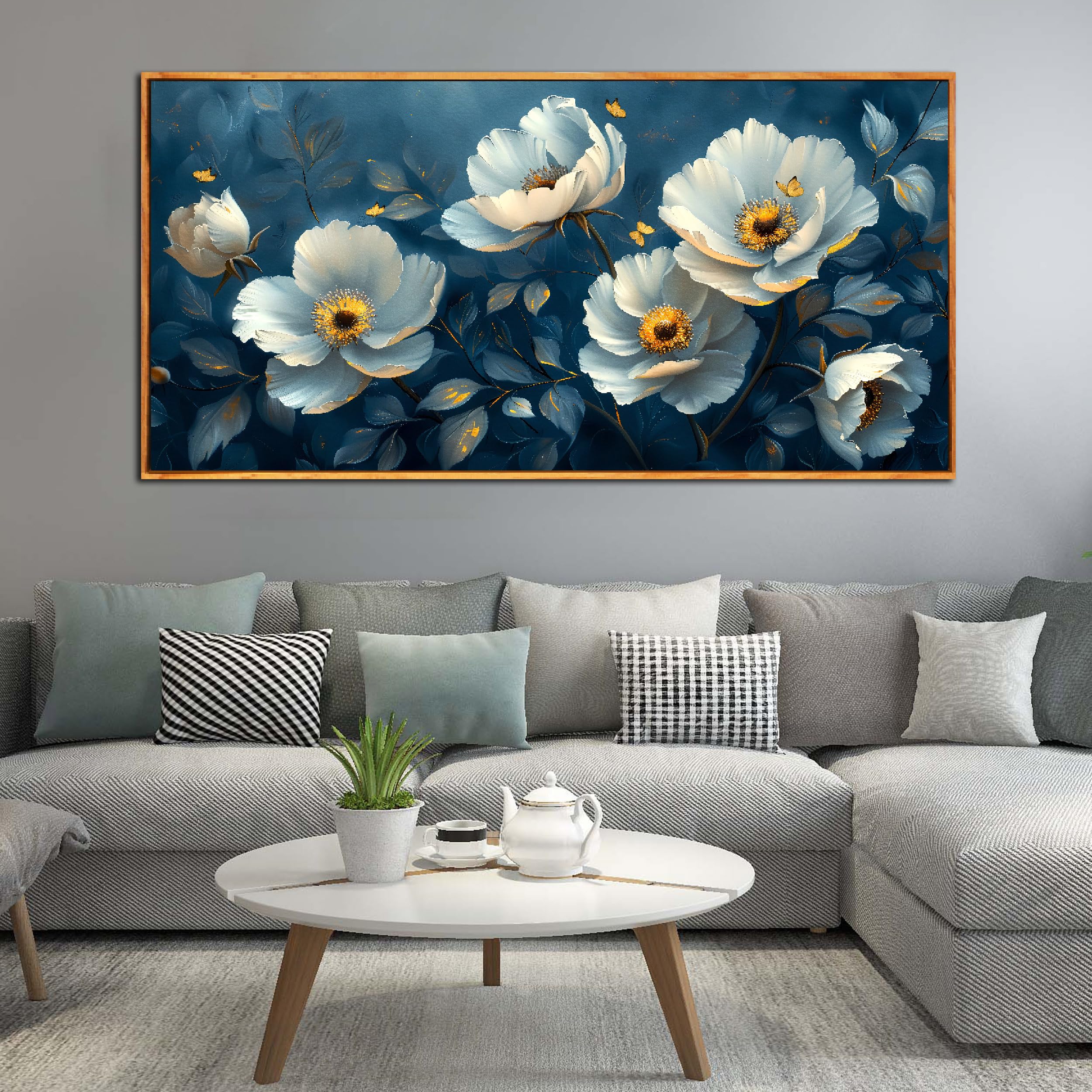 floral art✼•• Amazon.com: Blue Flower Canvas Wall Art Print, Vintage
