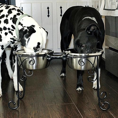 Miniatura 2 de Cuencos elevados para perros de 12 pulgadas, soporte elevado para cuenco para perro, soporte para tazón doble, comedero para mascotas viene con