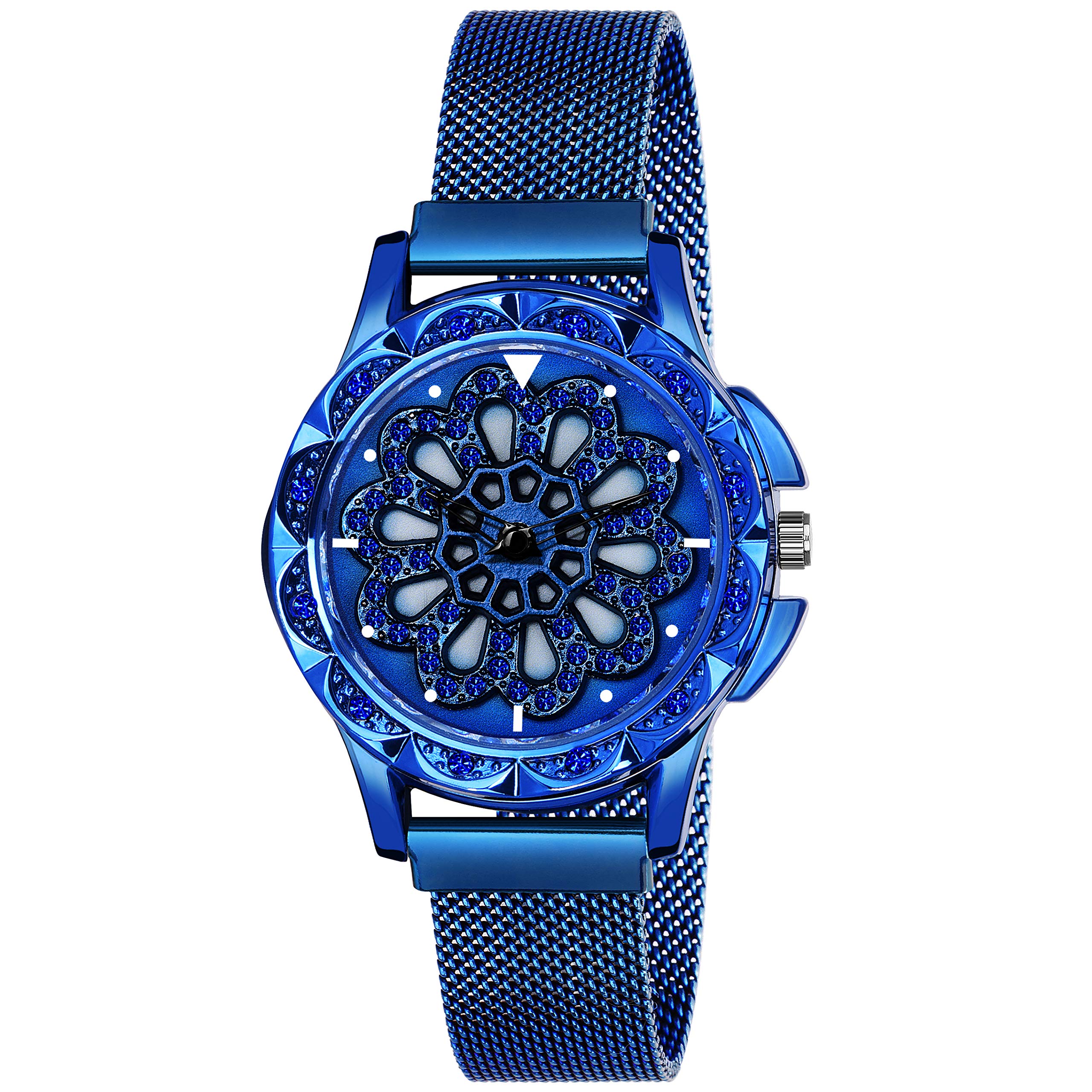 ON TIME OCTUSAnalogue Women's Watch OT-360 Blue (Blue Dial Blue Coloured Magnetic Mesh Strap)