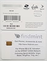 Vista 3 de Sprint Boost Virgin Mobile iPhone 5s y 5c Nano SIM Card ICCID SIMGLW416C