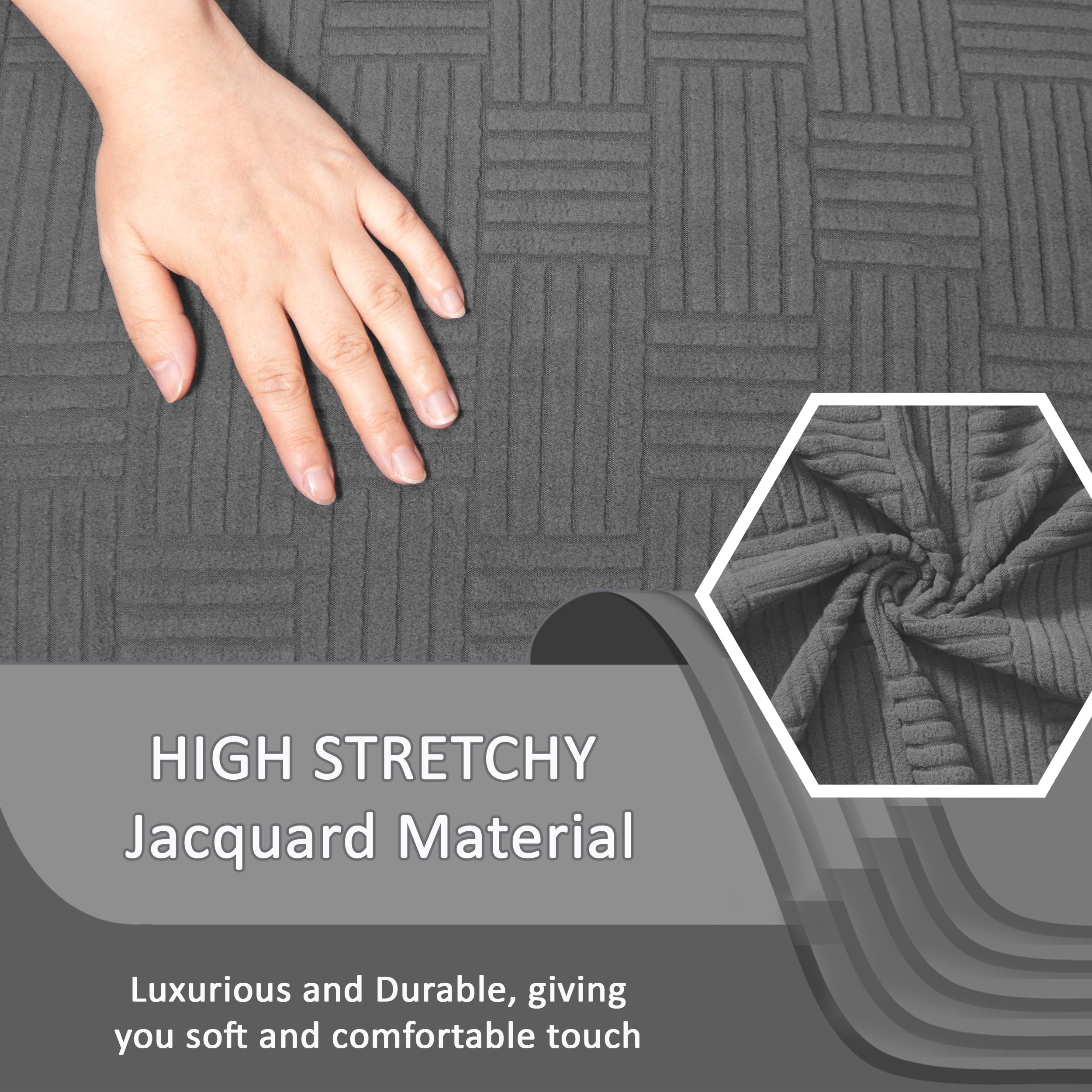 ULTICOR 4-Piece, 1 Seat Recliner Cover, Jacquared Stretch Reclining Chair Covers for 1 Cushion Reclining Sofa, Single Seat Recliner Couch Cover, Soft, Machine Washable (Style 4) (Dark Grey)