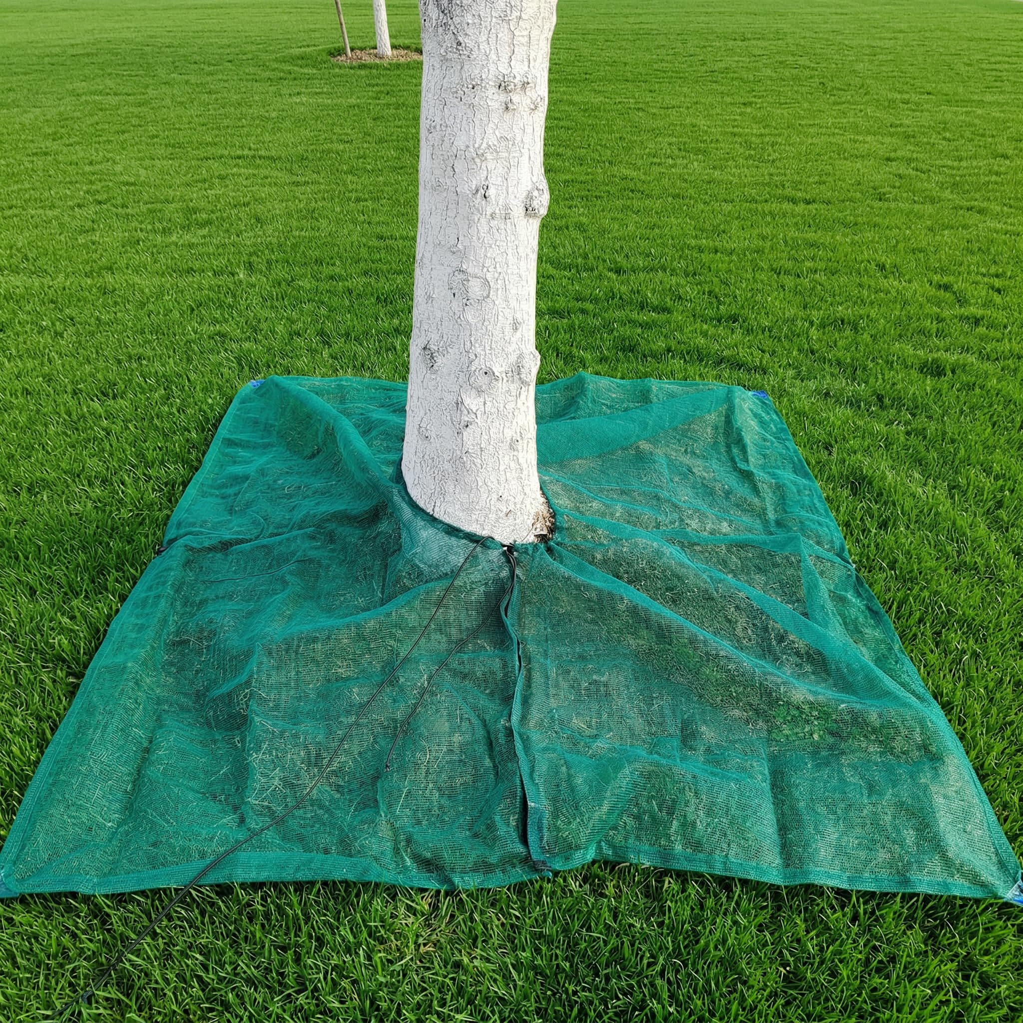 HDPE Red de Recogida de Frutas para Árboles con Apertura Ajustable | 5×5m Resistente UV,Abertura Central Con Cordón Ajustable,Cierre Autoadherente,Bordes Reforzados 4 Piquetas,Huertos Jardines.