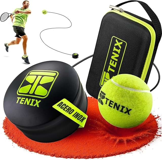 TENIX® Tennis Trainer with Power-Grip-System Individual Tennis Game for Kids and Adults Play Tennis Alone in the Yard, Park or Court Your Tennis Coach, Always With You!