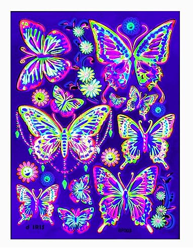 Miniatura 3 de Blacklight Glow Party Tatuaje temporal - 1 hoja -Buttt...