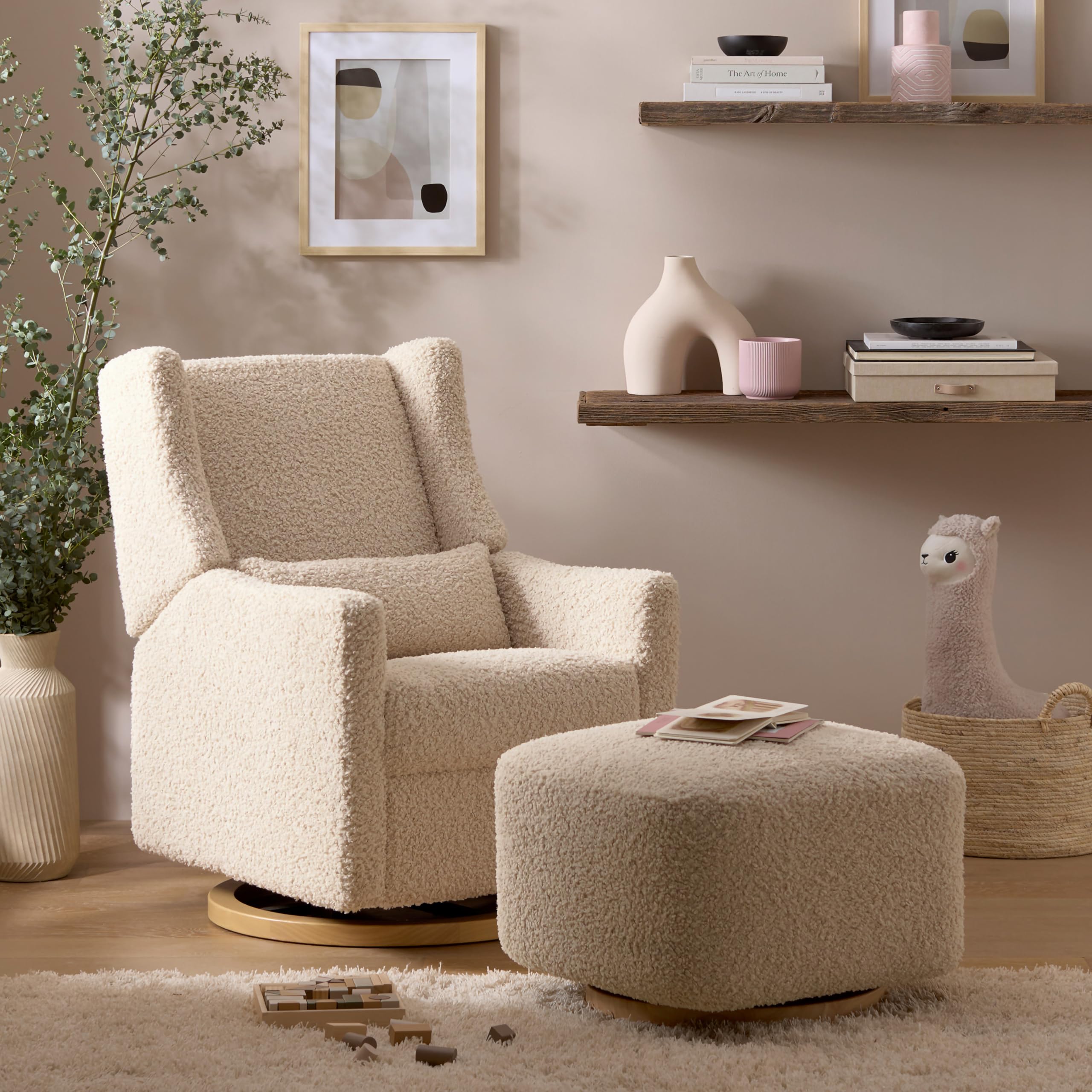 Amazon.com: Babyletto Kiwi Gliding Ottoman in Almond Teddy Loop