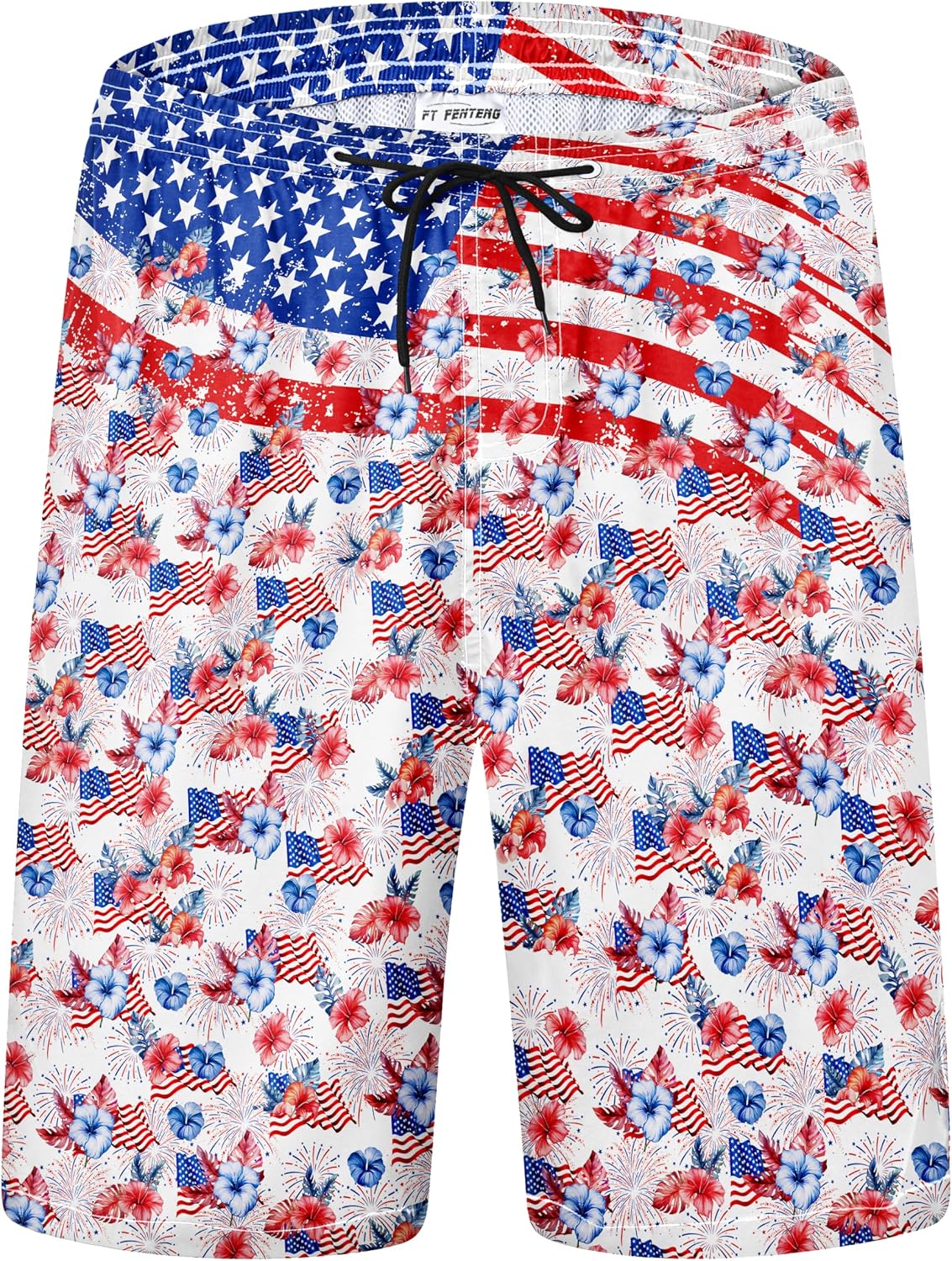 FT FENTENG Mens Swim Trunks Quick Dry Board Shorts with Mesh Lining, Breathable Surf Beach Shorts Swimwear Bathing Suits