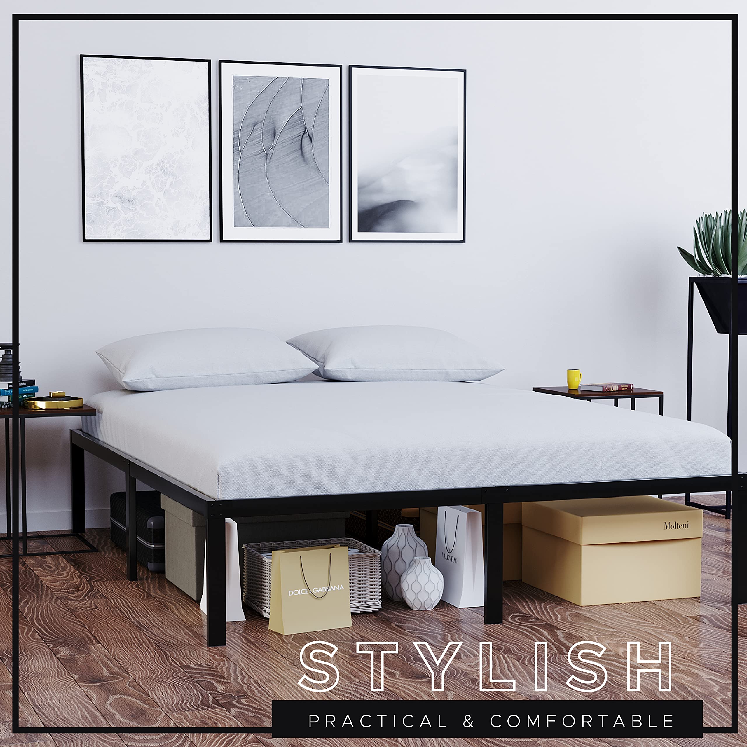 Dreamzie Metal Bed Frame 150x200 x 36 cm King Size Metal Base for Bed