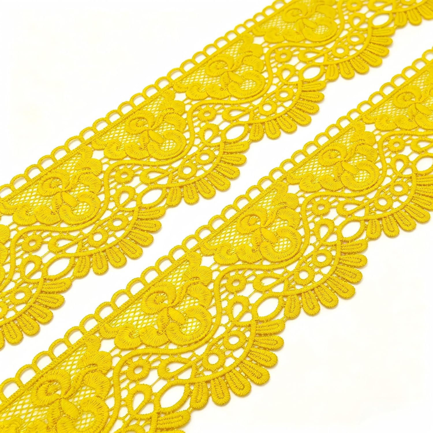 10cm Earthy Yellow European Crown Embroidery Lace Trim - 3 Yards Inelastic Lace for Curtain, Tablecloth, Slipcover, Bridal Dress & DIY Clothing Accessories image 2