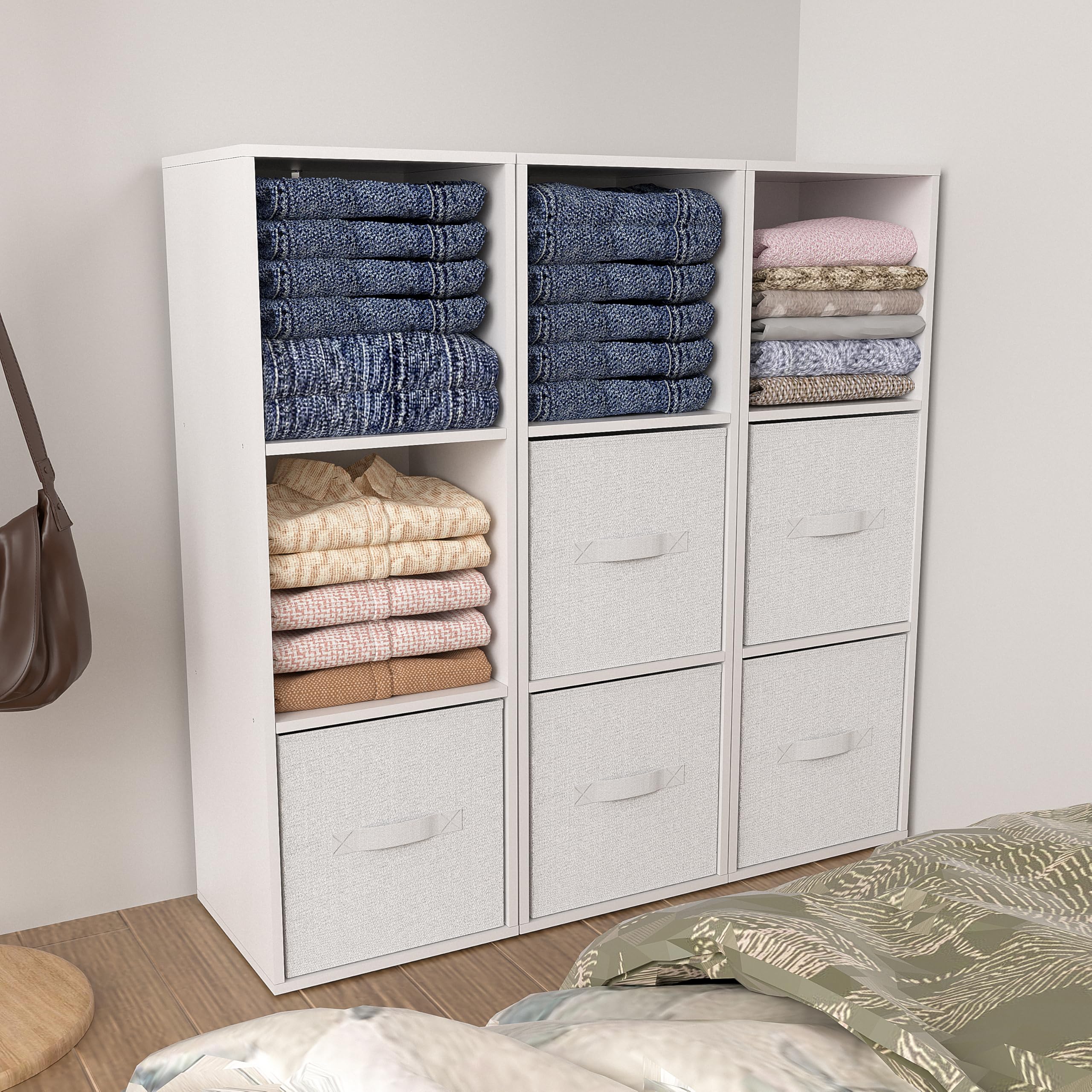 Bibliothèque Étagère à 3 Niveaux, Meuble Cube de Rangement, Marron | Bibliotheque Étroite Ouverte, Colonne Meuble de Rangement pour Salon, Chambre, Bureau, Bois