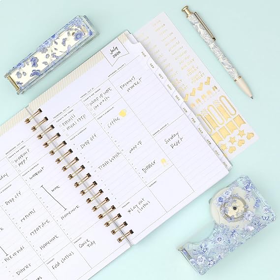 Blue Sky 2026-2027 Weekly & Monthly Academic Planner, 5.9x8.6 Floral Mint