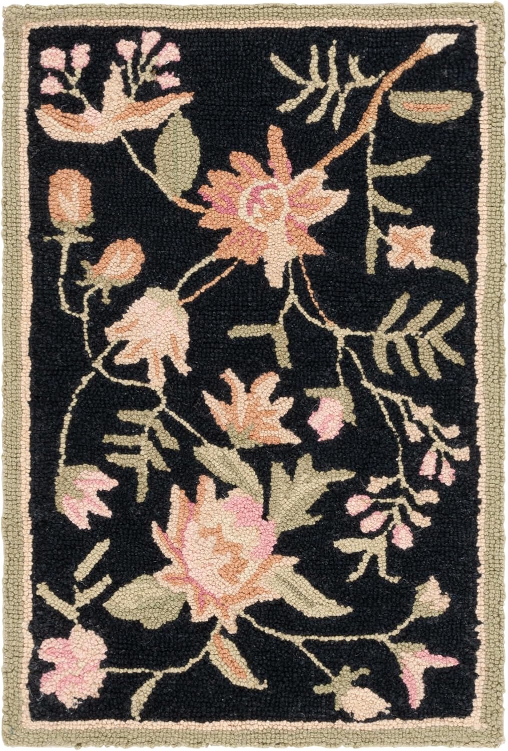 SAFAVIEH Chelsea Collection Accent Rug - 1'8" x 2'6", Black, Hand-Hooked French Country Wool, Ideal for High Traffic Areas in Entryway, Living Room, Bedroom (HK263B)