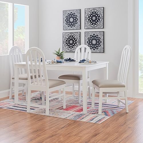 Miniatura 5 de Linon Asiento tapizado blanco y gris juego de 2 sillas de comedor Kennerli totalmente montadas altura blanco y gris