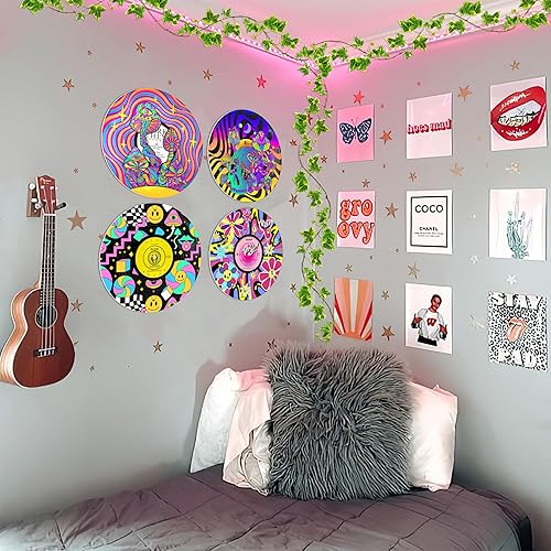 Miniatura 4 de TracyArt Decoración hippie, carteles para estética de habitación, 420 decoraciones, decoración de discos, 4 piezas de 12 pulgadas