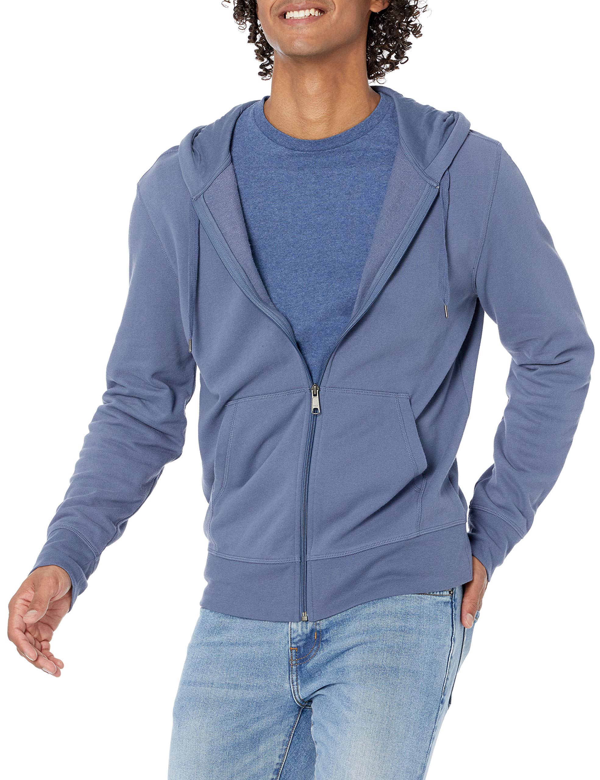 Amazon Essentials Felpa Leggera con Cappuccio in French Terry con Zip Integrale vestibilità Comoda Uomo