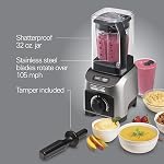 Hamilton Beach Mélangeur de Bouclier Professionnel pour Smoothies, Crush Glace & Pure, 1500W Puissance maximale, 32 oz BPA-Free Jar, 4 Programmes, Cadran de vitesse variable, Argent & Noir, 58870