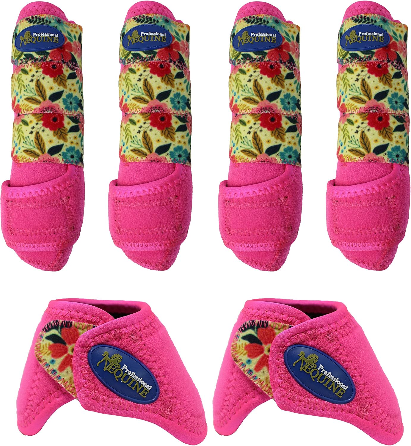 Professional Equine Horse Medium 4-Pack Sports Medicine Splint Bell Boots 4165D