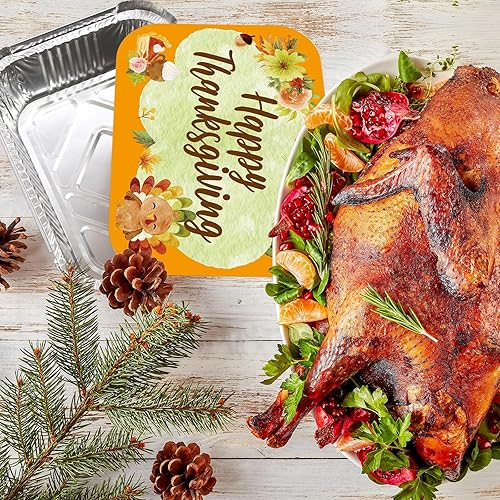 Miniatura 6 de WorldBazaar Recipientes de alimentos de aluminio para Acción de Gracias con tapas de acuarela
