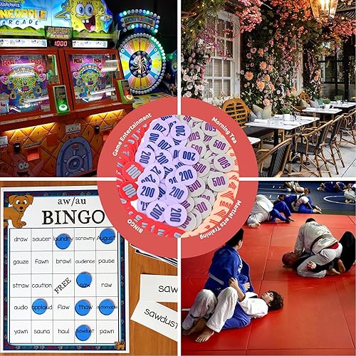 Vista 73 de Juego de 100 fichas de póquer – Monedas circulares de plástico de 1.58 pulgadas para juegos y contar, 0.16 oz cada una, accesorios perfectos