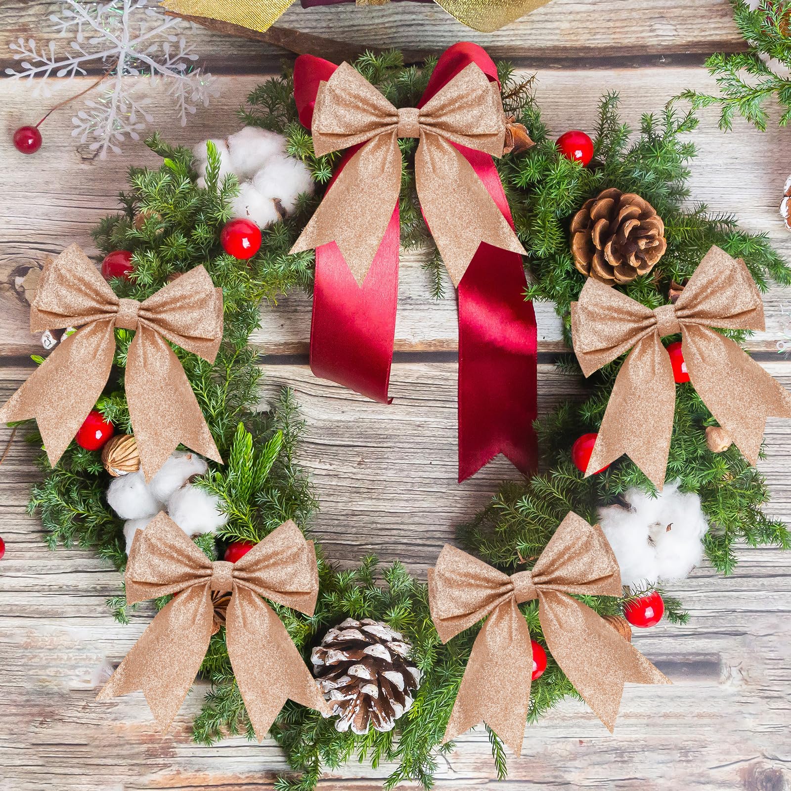 Cinta Con Alambre Swpeet - Organza Brillante Champagne - 2.5 Pulgadas X 10 Yardas - Para Decoración Adornos Navidad Cinta