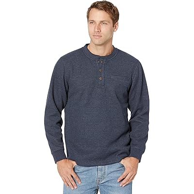 Мужская рубашка L.L.Bean Katahdin Iron Works Bonded Waffle Fleece Henley Slightly Fitted Regular mariner blue